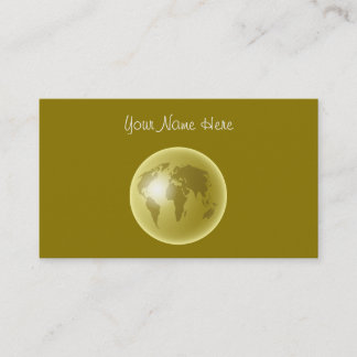 Carte De Visite Globe du monde d'or, votre nom ici