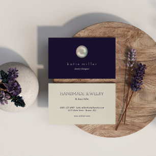Carte De Visite Glossy Pearl Navy Blue Jewelry Designer