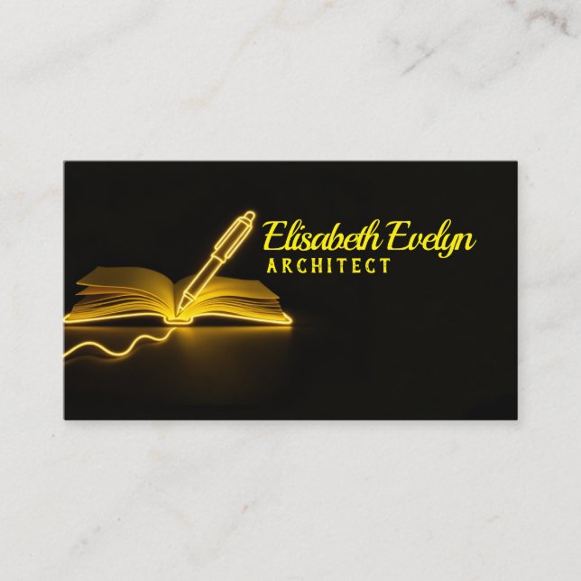 Carte De Visite Glow of Knowledge: Pen and Book in the Dark (Devant)