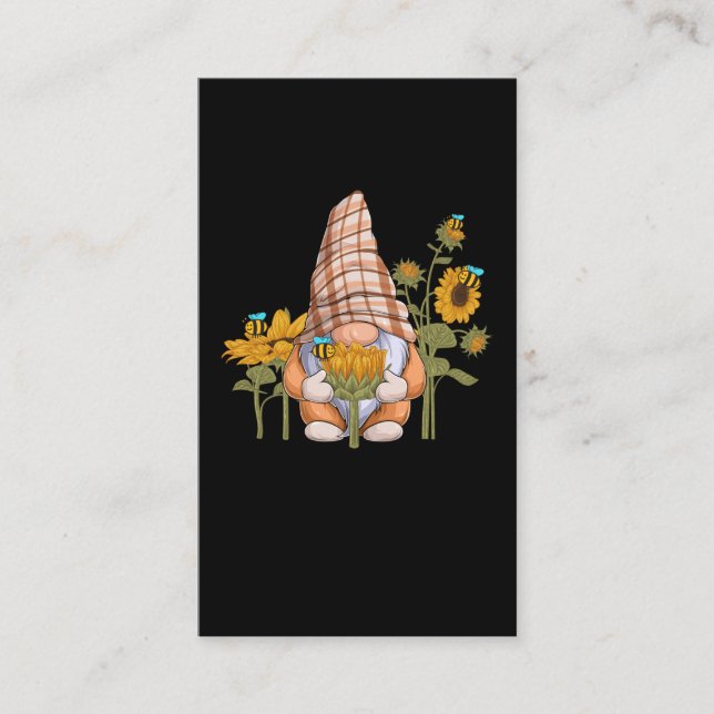 Carte De Visite Gnome Bee Sunflower Gardening (Devant)