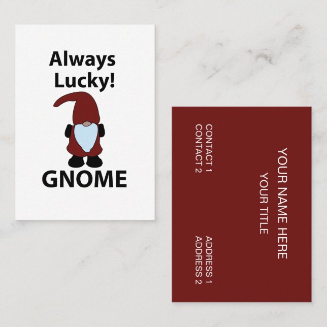 Carte De Visite Gnome Toujours Chanceux Gnome (Devant / Derrière)