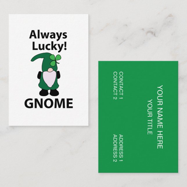 Carte De Visite Gnome Trèfle Chanceux Fête de la Saint-Patrick Gno (Devant / Derrière)