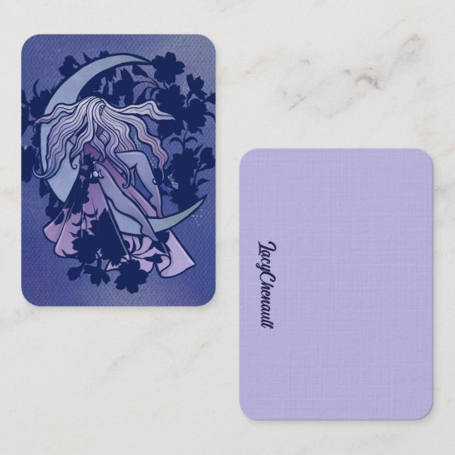 Carte De Visite Goddess de lune violette Wiccan Triple Moon Symbol (Devant / Derrière)