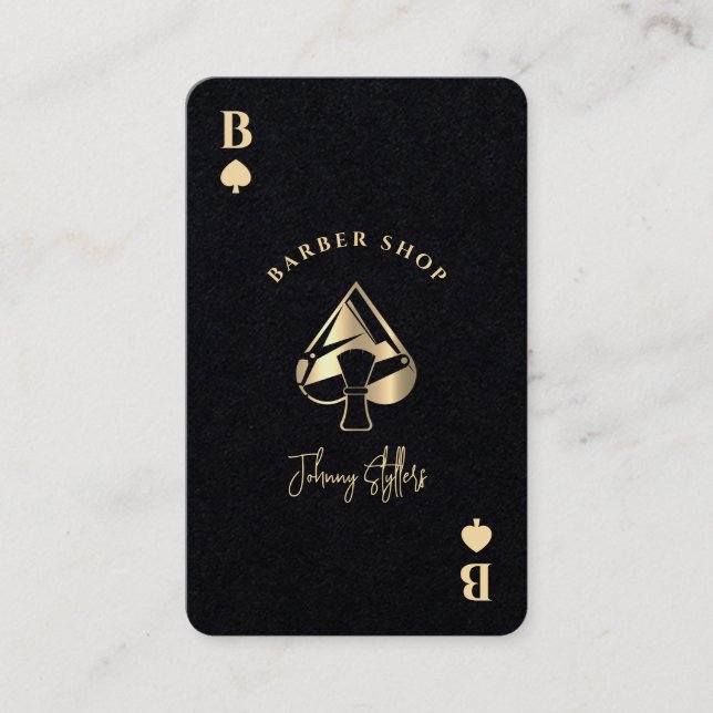 Carte De Visite Gold ace of spades barber shop (Devant)