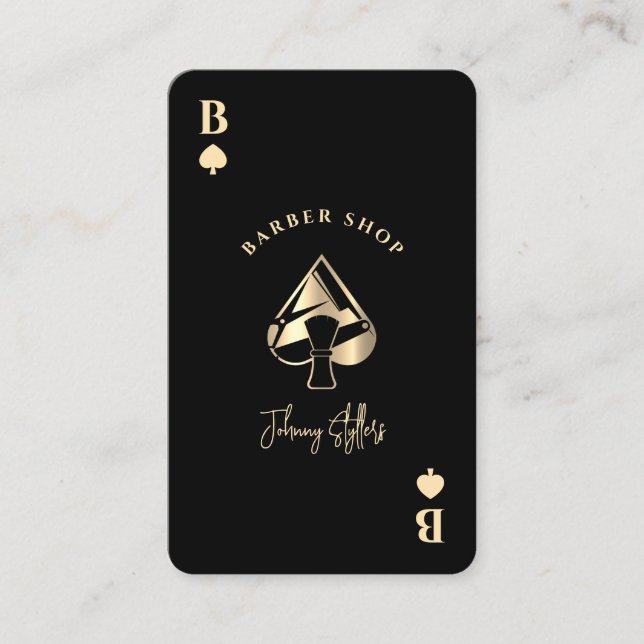 Carte De Visite Gold ace of spades barber shop (Devant)