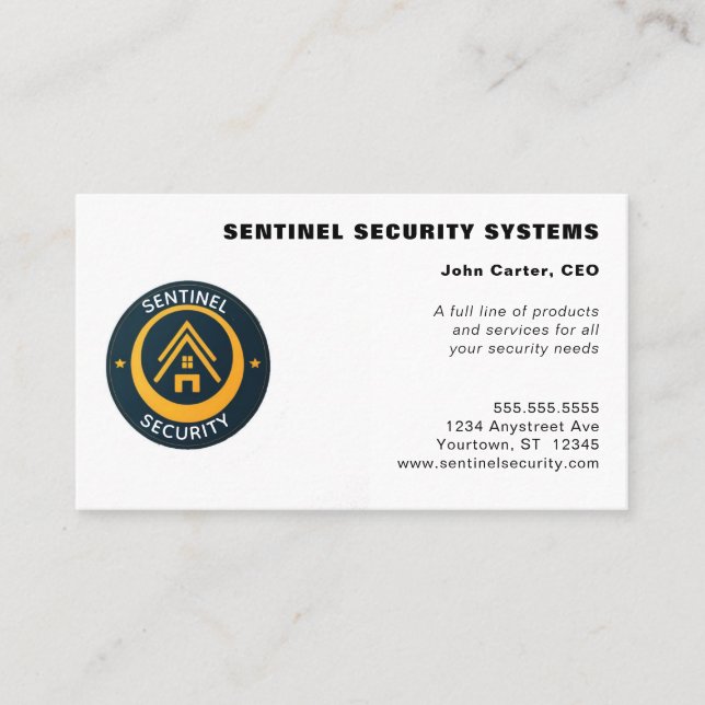 Carte De Visite Gold and Black Circular Logo Security (Devant)