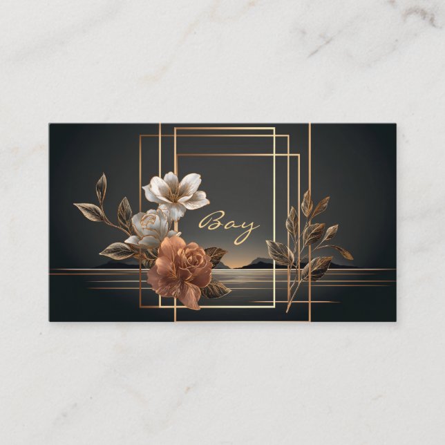 Carte De Visite Gold and Copper Floral Midnight Twilight Landscape (Devant)