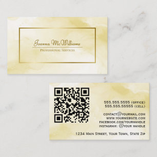 Carte De Visite Gold Aquarelle Nuages Chic Professional QR Code