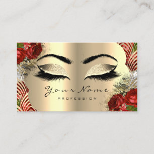Carte De Visite Gold Art Déco Maquillage Artiste Lash Floral Rose 