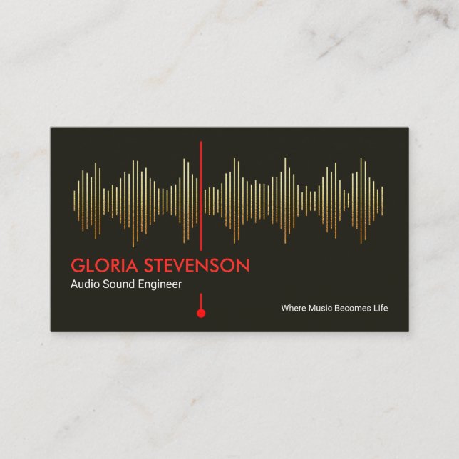 Carte De Visite Gold Audio Sound Frequency Studio Engineer DJ (Devant)