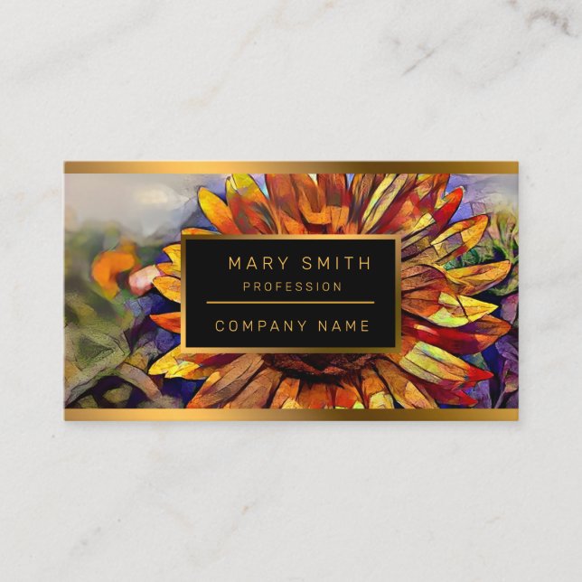 Carte De Visite Gold Big Sunflower Elegance Collection (Devant)