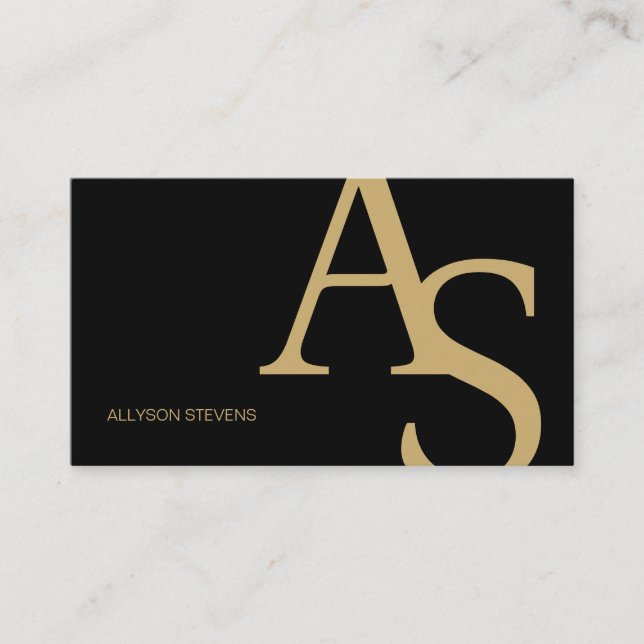 Carte De Visite Gold Black Initials Logo Makeup Artist QR Code (Devant)