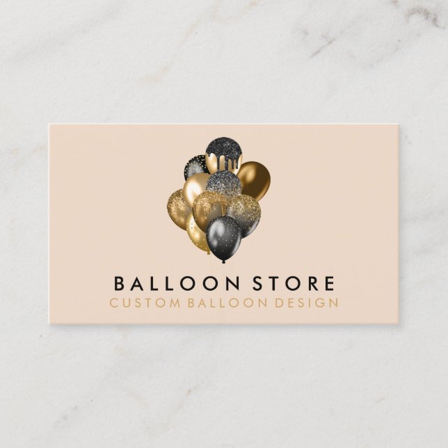 Carte De Visite Gold & Bronze Glitter Party Balloon Decorations (Devant)