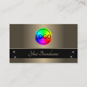 Carte De Visite Gold Brown et Black Modern avec Logo Professional