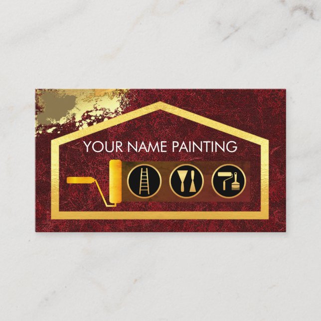 Carte De Visite Gold Brush Painting Home Paint Splatter (Devant)