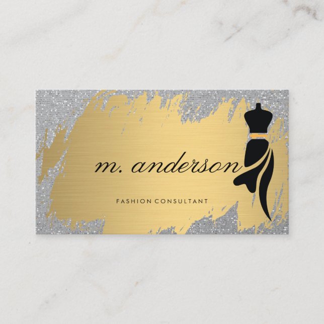 Carte De Visite Gold Brushed | Paillettes Brillantes | Mode (Devant)