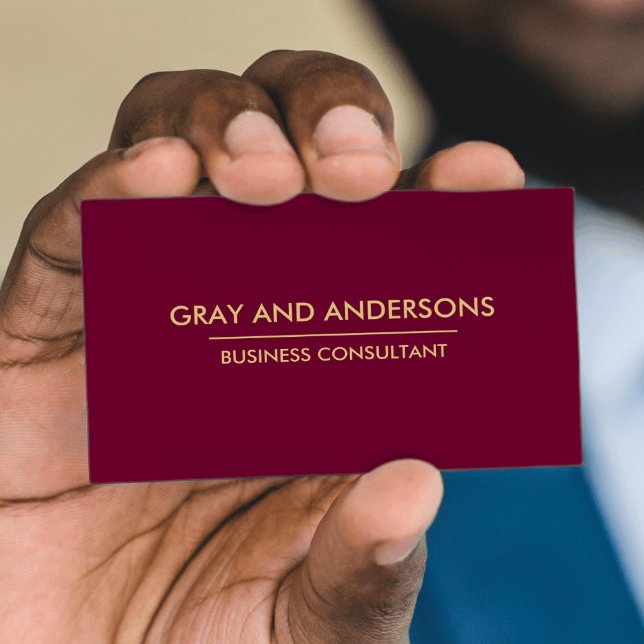 CARTE DE VISITE GOLD BURGUNDY SIMPLE MINIMAL PROFESSIONNEL PROFESS (Créateur téléchargé)