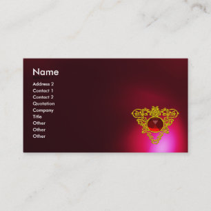 Carte De Visite GOLD CELTIC HEART JEWEL Red Ruby Gemstone, Bourgog
