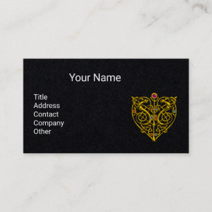 Carte De Visite GOLD CELTIC KNOT HYPER VALENTINE COEUR Noir