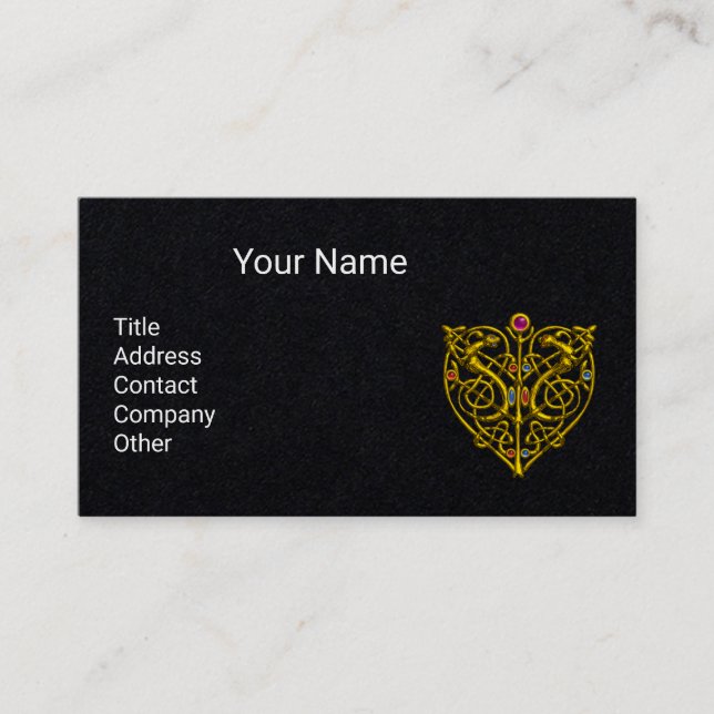 Carte De Visite GOLD CELTIC KNOT HYPER VALENTINE COEUR Noir (Devant)