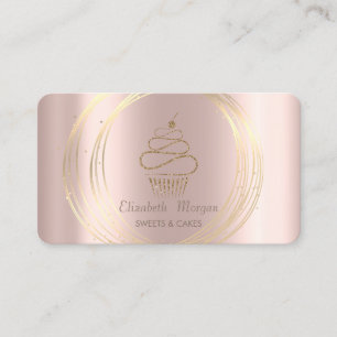 Carte De Visite Gold Cercles Parties scintillant Cupcake Rose Gold