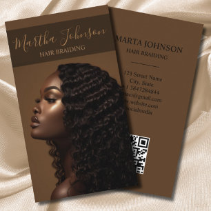 Carte De Visite Gold Chic Afro American Braids Braiding QR Code