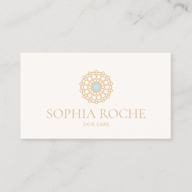 Carte De Visite Gold Circle Mandala Logo Beauté Spa de soins de la (Devant)