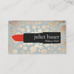 Carte De Visite Gold Circles maquillage Artiste Lipstick Logo Beau