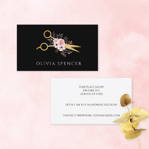 Carte De Visite Gold Ciseaux Rose Hair Styliste