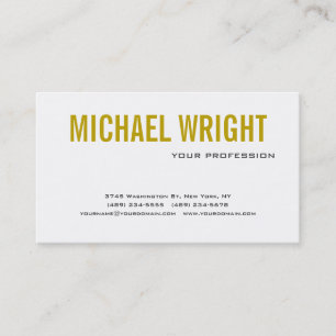 Carte De Visite Gold Color Name Black White Modern Plain Simple