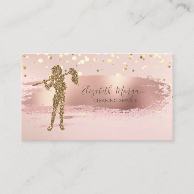 Carte De Visite Gold Confetti, Brush Stroke Parties scintillant La (Devant)