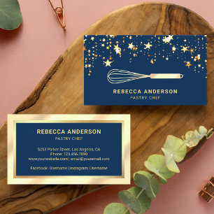 Carte De Visite Gold Confetti Foil Whisk Pâtisserie Chef boulanger