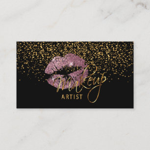 Carte De Visite Gold Confetti & Rose Lips - Maquillage