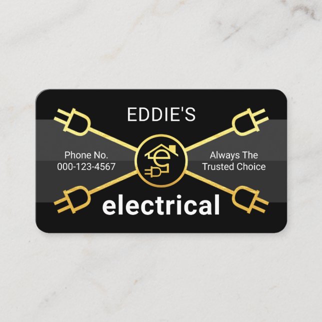Carte De Visite Gold Electrical Power Plugs Wiring (Devant)