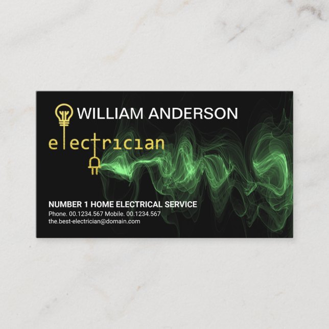 Carte De Visite Gold Electrician Circuit Board Green Lightning Zap (Devant)