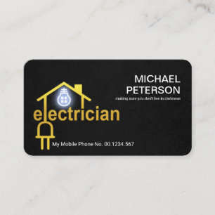 Carte De Visite Gold Electrician Home Black Grunge