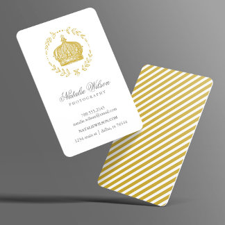 Carte De Visite Gold Elegant Couronne Vintage Vertical