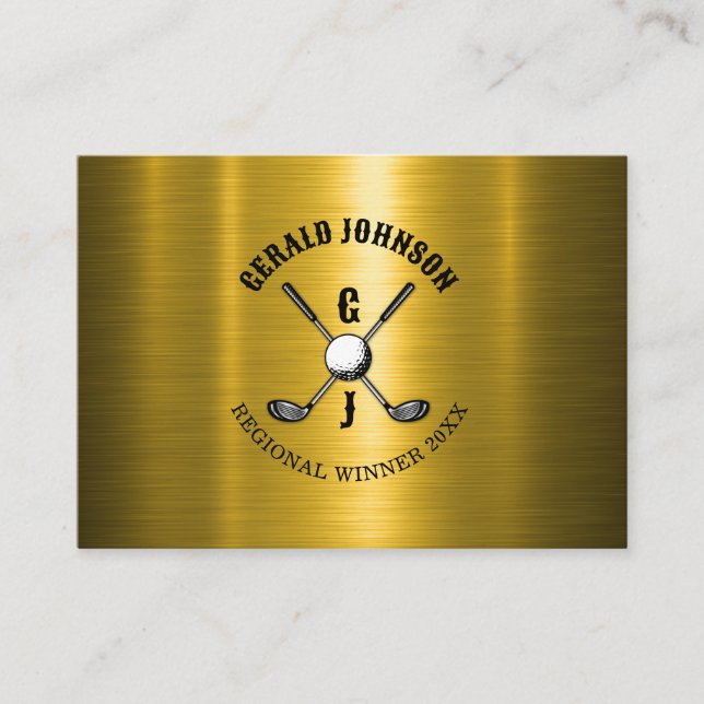 Carte De Visite Gold Elegant Custom Golf Monogramme Design (Devant)