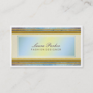 Carte De Visite Gold Faux Foil Professionnel Élégant Bleu Chic