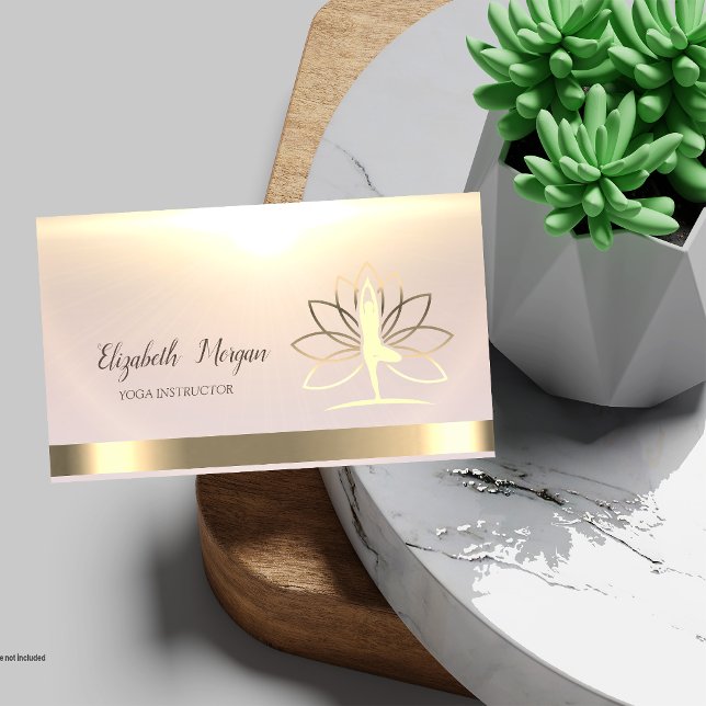 Carte De Visite Gold Femmes Silhouette Lotus Yoga Instructeur (Créateur téléchargé)