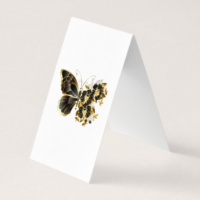 Carte De Visite Gold flower Butterfly with Black Orchid (Dos)