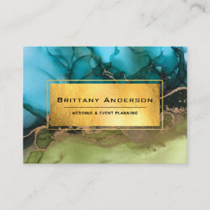 Carte De Visite Gold Foil Black Turquoise Green Ethereal Custom Bu