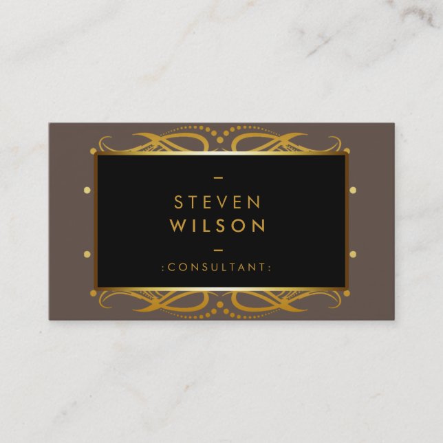 Carte De Visite Gold Foil Faux Web Damask Professional Élégant (Devant)