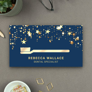 Carte De Visite Gold Foil Stars Crème Or Toothbrush Dentist