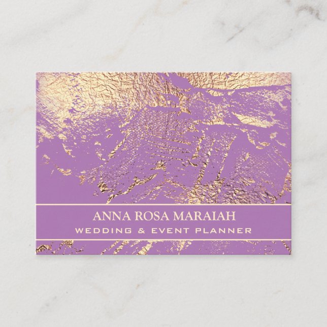 Carte De Visite ** Gold Foil Violet Beauté Mariage Élégant (Devant)
