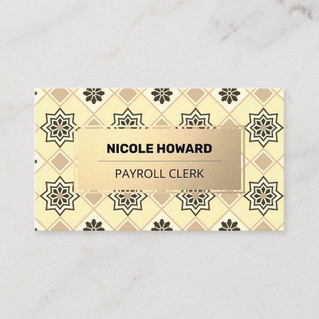 Carte De Visite Gold Frame | Gold Tile Pattern (Devant)