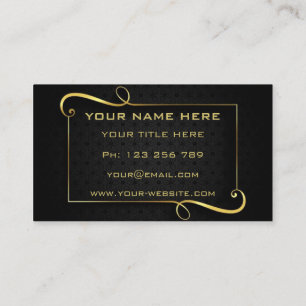 Carte De Visite Gold Frame Golden Text Luxury Black Professional