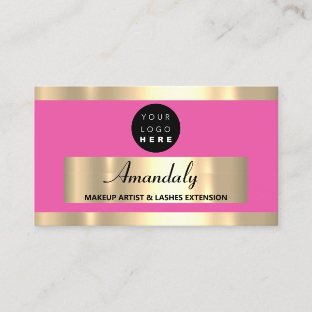 Carte De Visite Gold Frame Mode Beauté Shop Rose (Devant)
