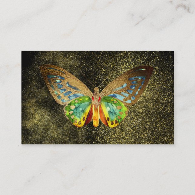 Carte De Visite ** Gold Gilded Gold Parties scintillant Butterfly  (Devant)