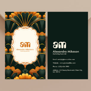 Carte De Visite Gold Green Elegant Art Déco Professionnel